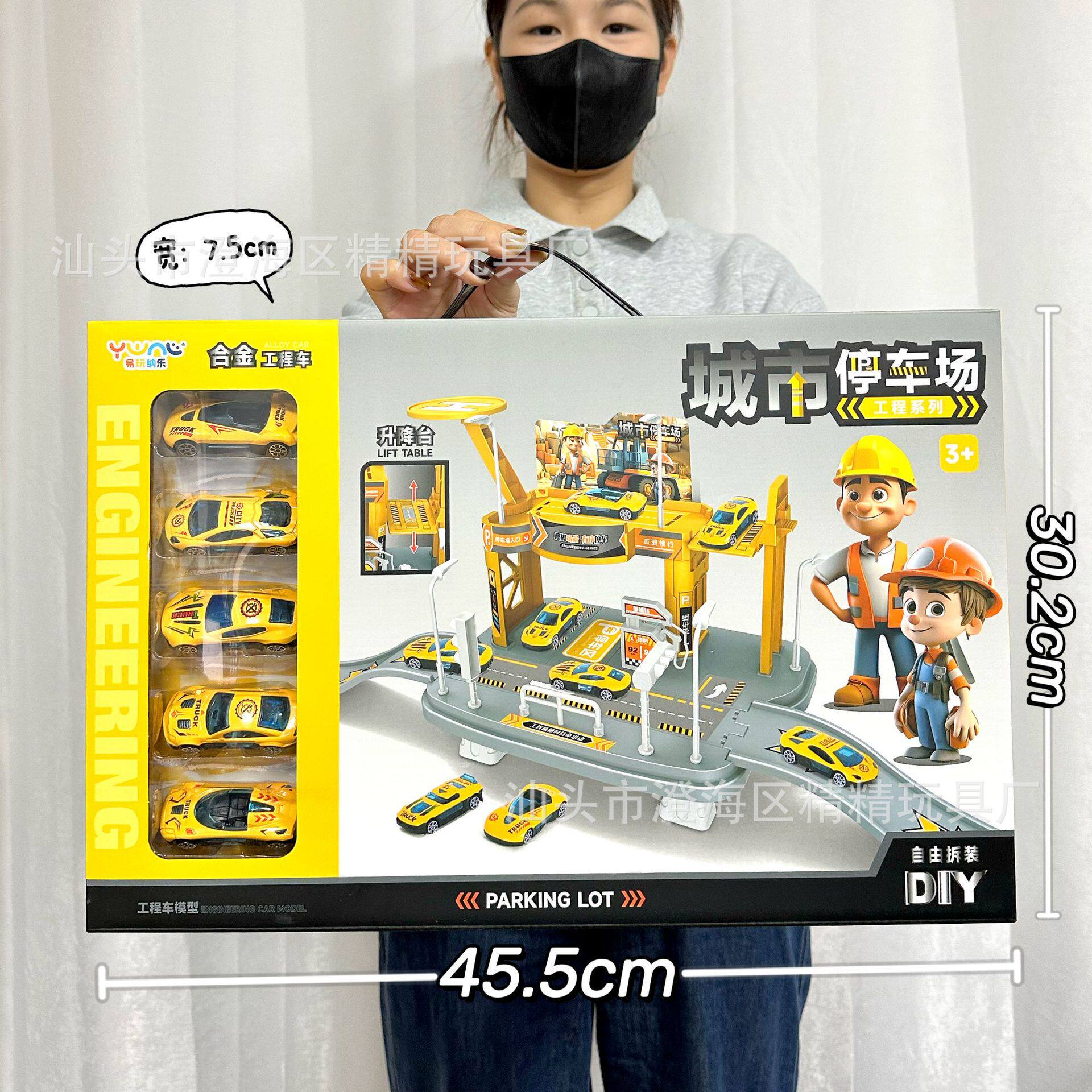 批发工程车消防车模型惯性回力车套装工程玩具车男孩玩具地摊
