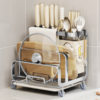 Household Multifunctional Knife Holder Cream Style Kitchen High-End Cutting Board Holder Knife Holder Chopstick Cage Integrated Drain Storage Rack