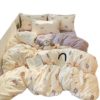 Winter Skin-Friendly, Warm, Cute and Fresh Milk Velvet Four-Piece Set, Double-Sided Velvet Quilt Cover, Bed Bed Sheets, Single and Double Three-Piece Set