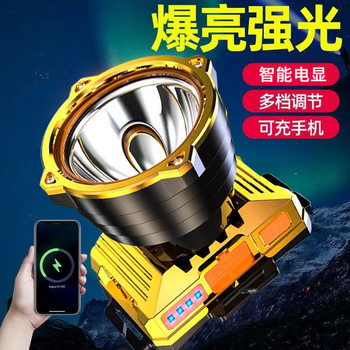 LED Headlight Strong Light Long-range Rechargeable Waterproof Super Bright Head-mounted Night Fishing Lamp Miner's Lamp Long Endurance Flashlight