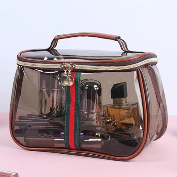 New Pu Cosmetic Bag Portable Waterproof Transparent Large Capacity Travel Storage Bag High-Value Toiletry Bag