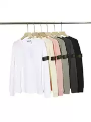 High-End Stone Stone Cross-Border Island European and American Round Neck Sweatshirt Long-Sleeved T-Shirt Loose Men's and Women's Couple Style Armband Badge