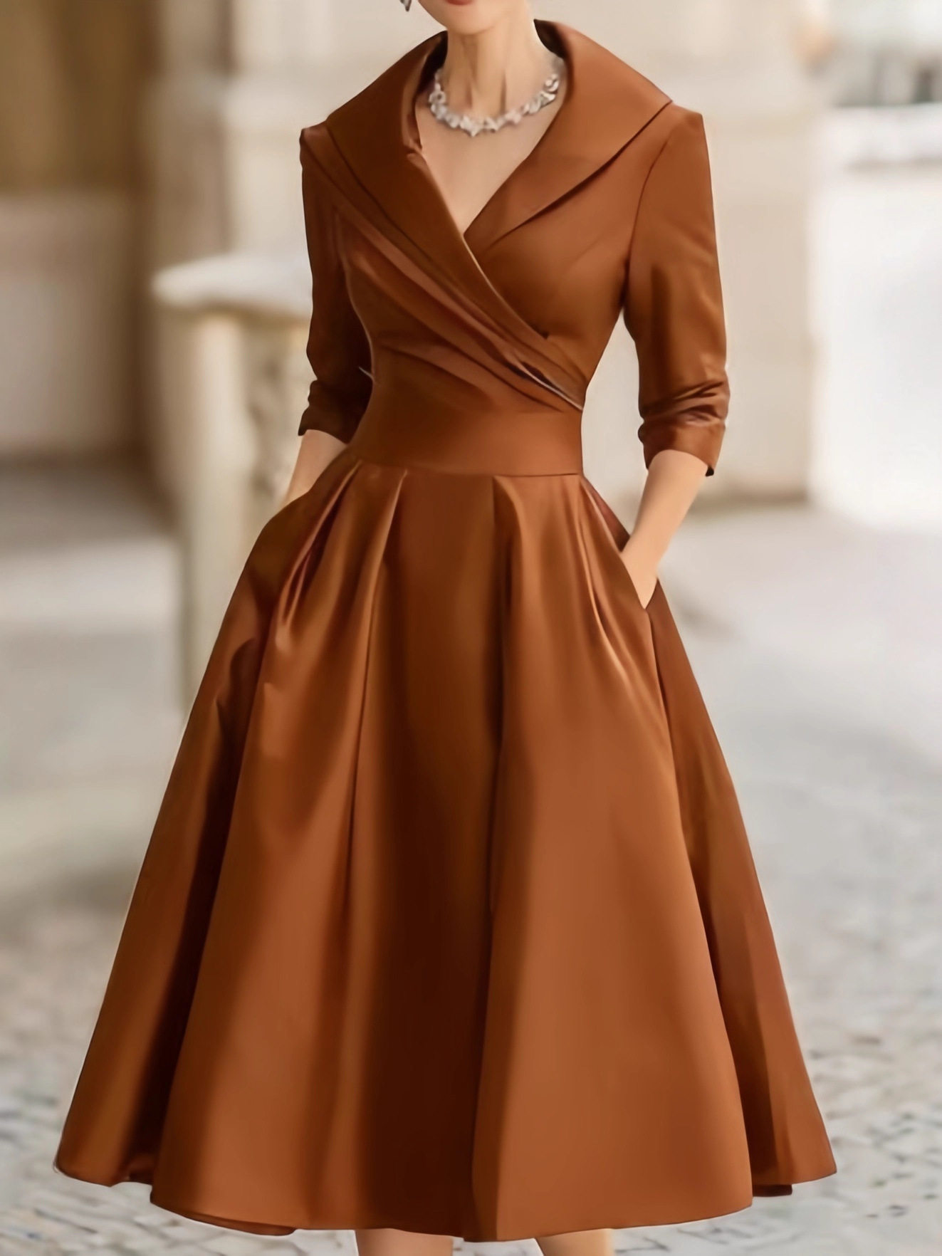 2025新款欧美女装亚马逊希音独立站气质正式收腰显瘦优雅 连衣裙