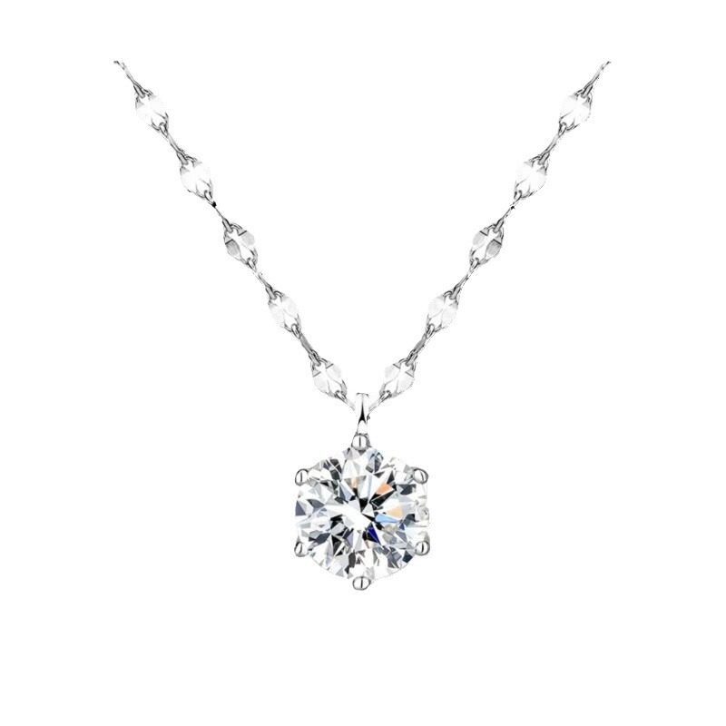 2 Carat Moissanite Necklace 925 Sterling Silver Clavicle Chain Accessible Luxury Water Drop 1 Carat Pendant as a Gift for Lover and Best Friend