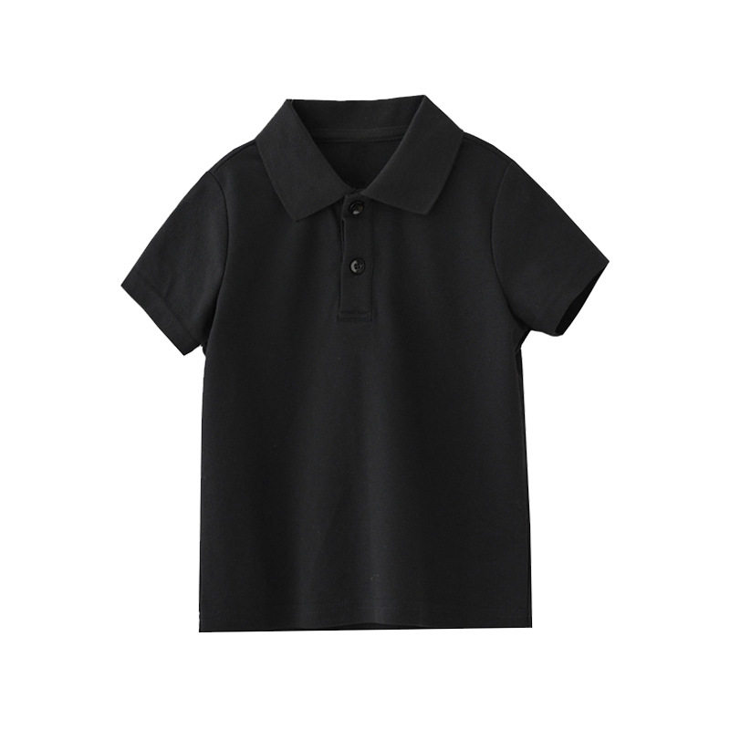 children's short-sleeved polo shirt 200g heavy combed wool T-shirt solid color top