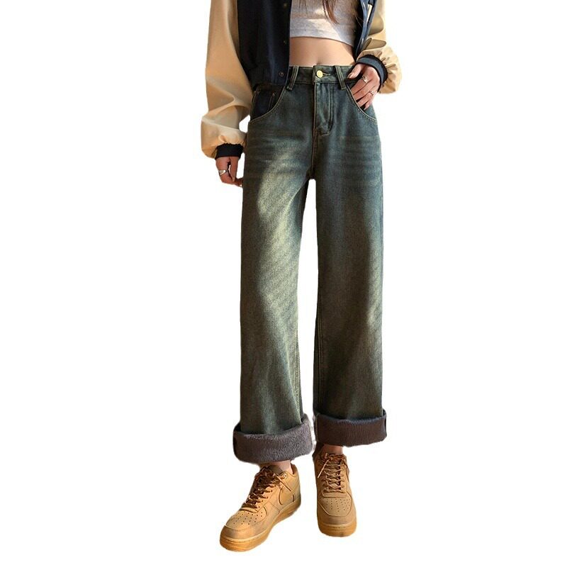 High Waisted Wide Leg Jeans for Women Cement Gray Slimming Fit Loose Style Spring Fashion Wholesale Available