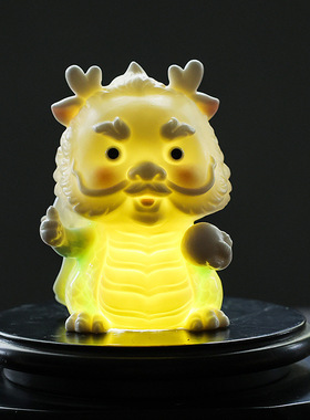 陶瓷招财国潮龙摆件创意礼物龙年茶宠可爱招财公室年伴手送礼物