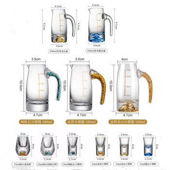 Gold Foil Liquor Glass Wine Dispencer Household Jinshan Bullet Cup Glass Spirits Glass Hotel Hotel Glass Pour Wine Jug
