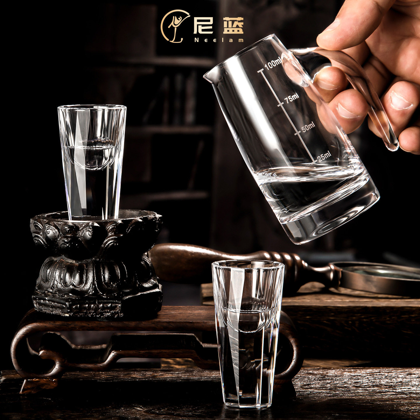 Liquor Glass Household Wine Set Spirit Glass Crystal Glass Wine Decanter 10ml Small Wine Glass Gift Box Wine Dispenser