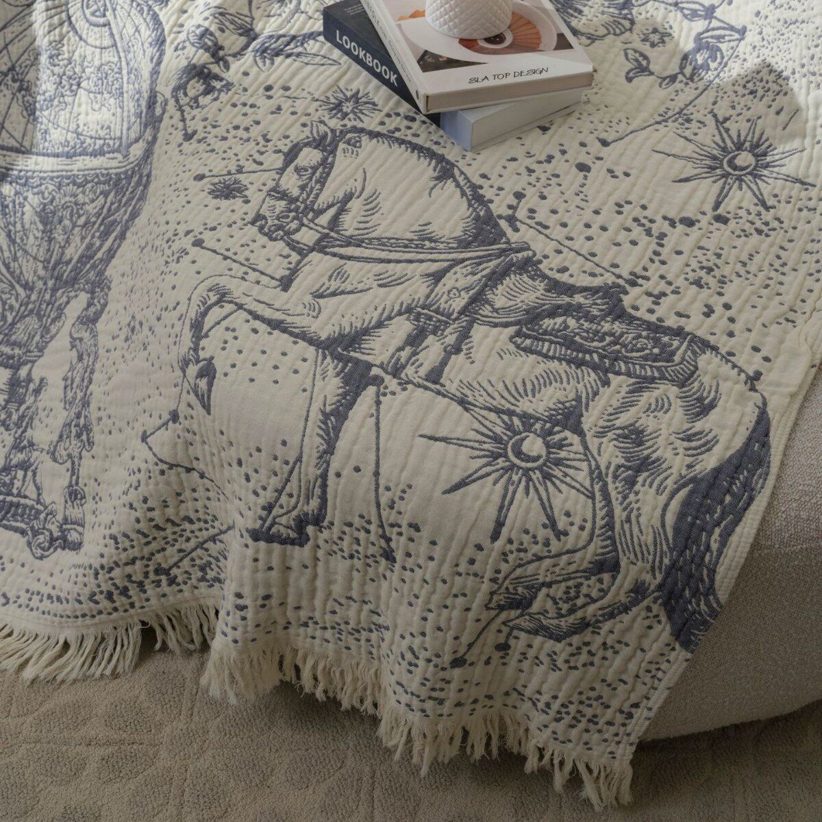 Starry Sky Horse Pure Cotton Four-Layer Gauze Blanket Multi-Functional Blanket Bed Sheets Bed Cover Sofa Towel Soft Breathable Towel Quilt