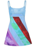 Amazon, трансграничная популярная европейская и американская модная юбка-подтяжка на бретельках, сексуальное платье трапециевидной формы с U-образным вырезом на груди, сочетающееся по цвету с полым трапециевидным платьем для женщин