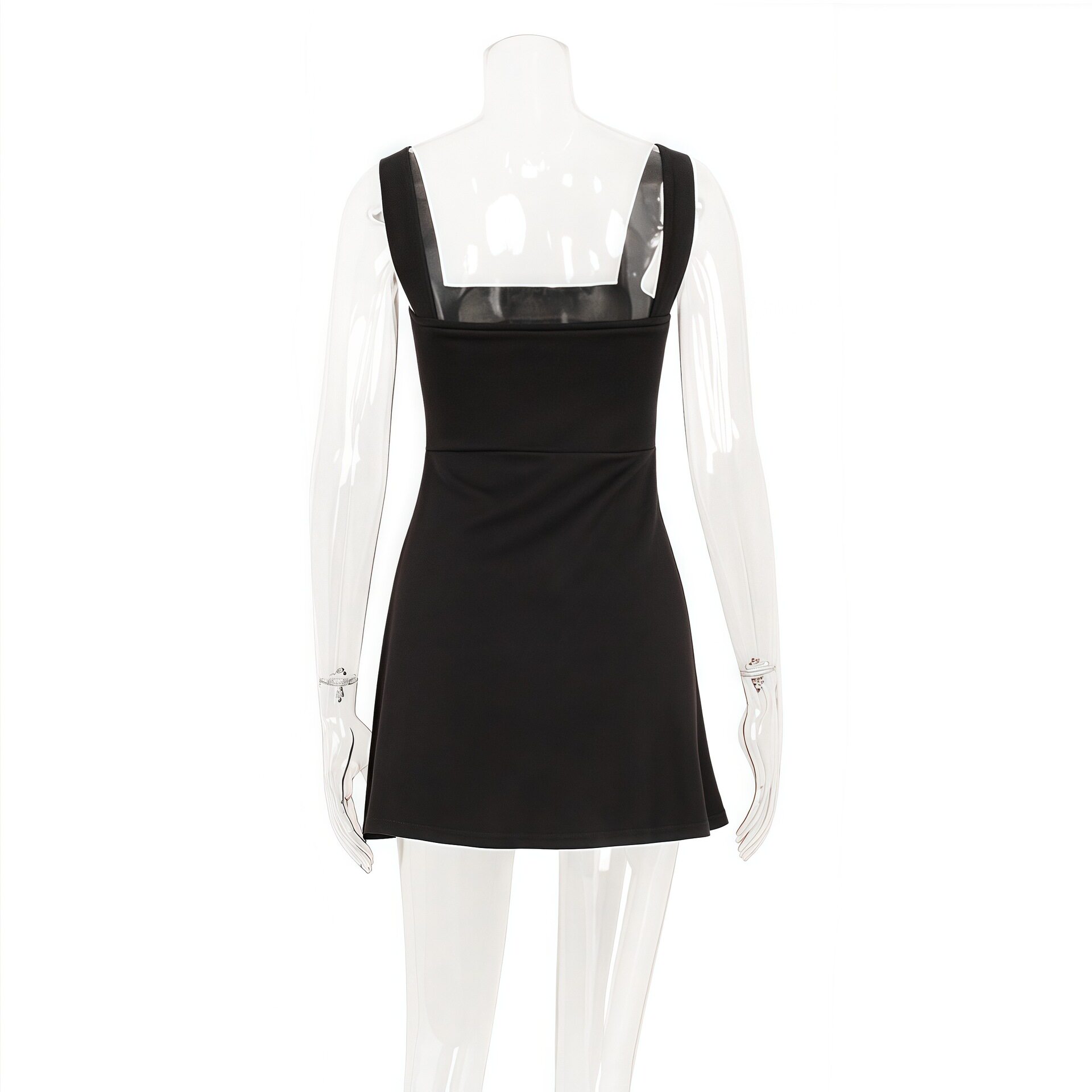 French Style Off Shoulder Dress Elegant High Waist A Line Silhouette Solid Color Perfect for Parties and Special