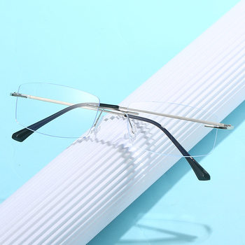Men's Ultra Light Rimless Glasses Frame Wholesale Myopia Glasses Frame Square Glasses Finished Glasses with Speed Myopia Cut Edge