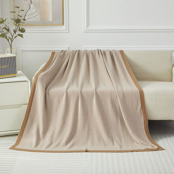 Herringbone Pattern Blanket, First-Class Aircraft Blanket, Car Blanket, Hotel and B&B Cotton Blanket, Sofa Knitted Blanket