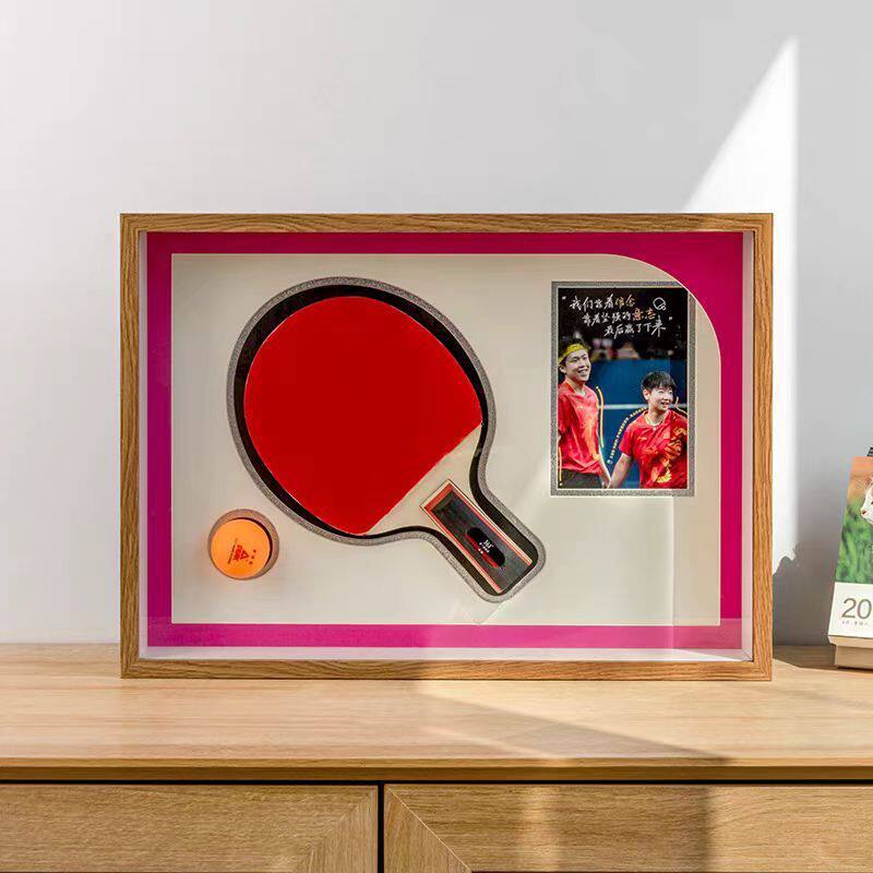 Mounting Table Tennis Racket Plus Photo Display Frame Hollow Storage Collection Photo Frame Picture Frame Display Stand Can Be Hung on the Wall and Table