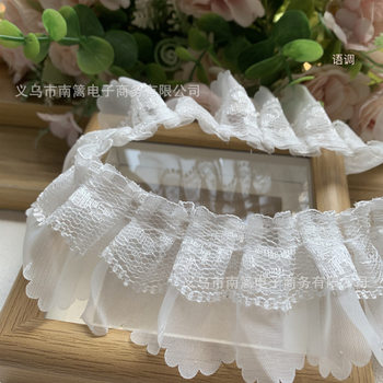 5cm White Single Layer Chiffon Pearl Pleated Lace Auxiliary Clothing Design Sweater Handmade DIY Material
