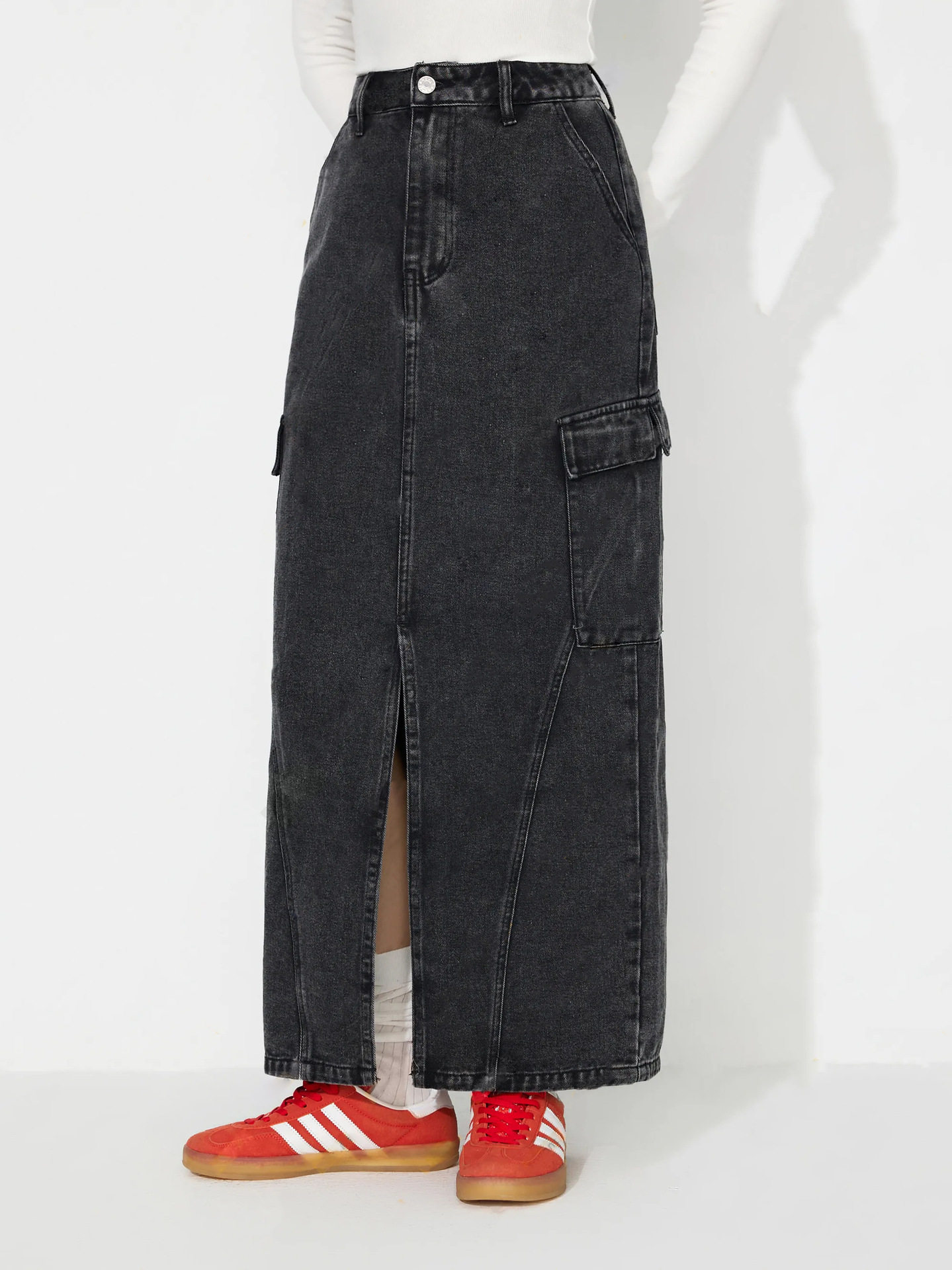 Vintage Loose Fit Denim Skirt Versatile Style Casual Wear European and American Fashion Wholesale Available