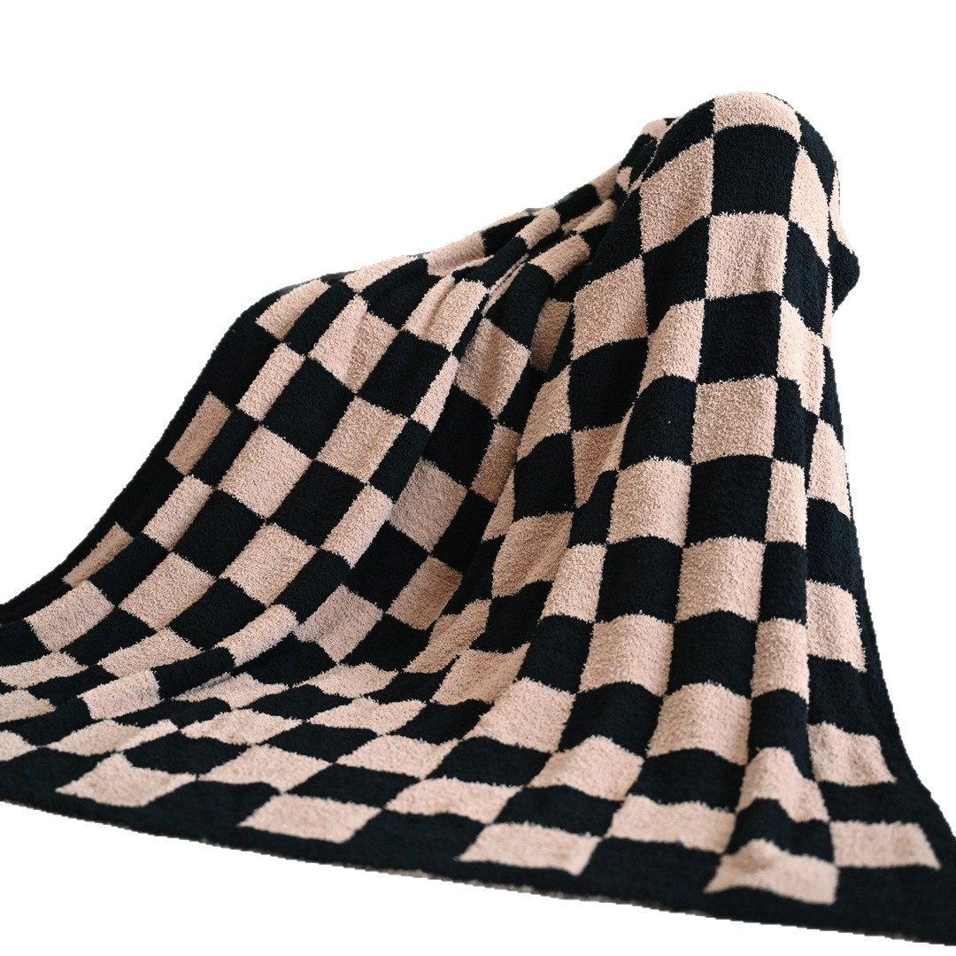 B40 Checkerboard Pattern A-Grade Half-Velvet Blanket Air Conditioning Blanket Office Nap Blanket Sofa Throw Blanket Guesthouse Hotel Blanket