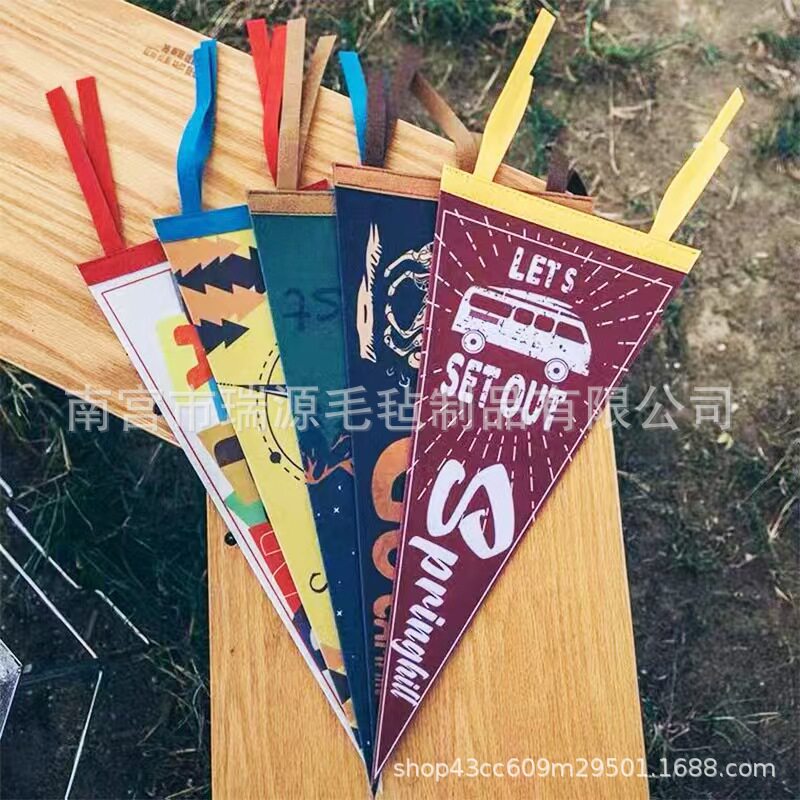 毛毡三角旗户外骑行露营活动派对场地装饰大学生警戒露营氛围吊旗