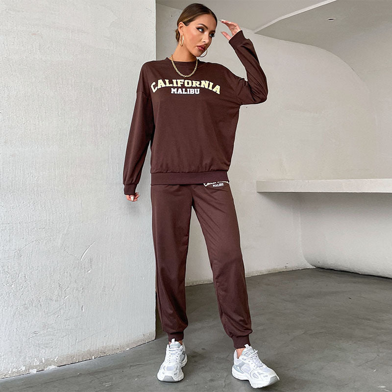 Womens Long Sleeve Letter Print Hoodie and Pants Set Stylish Comfortable Casual Wear Wholesale Available