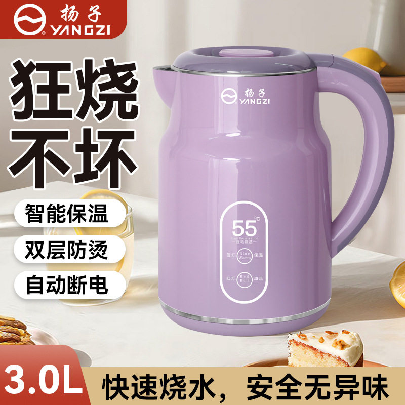 Thermostatic Electric Kettle for Home Use, Double-Layer Safety Anti-Scalding Kettle, Automatic Power-Off, Convenient Operation, Boiling Kettle
