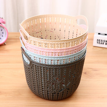 8605 Round Basket Household Rattan-like Plastic Hollow-out Sundries Basket Storage Basket Multi-purpose Desktop Storage Basket