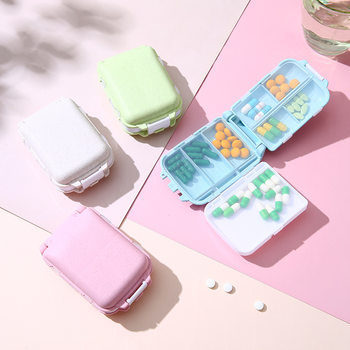 Portable Foldableing Three-layer 8-compartment Small Medicine Box Pill Partition Pill Box Plastic Storage Box Can Be Printed with logo