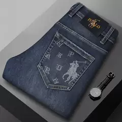 2025 Autumn/Winter New Guangzhou Xintang High-End Men's Stretch Slim Fit Skinny Printed Brand Casual Jeans
