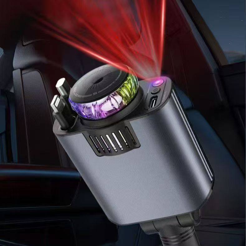 Cross-Border New Car Charger Retractable Cable Smart Aromatherapy Nozzle Starry Sky Ceiling Humidifier Super Fast Charging Car Charger