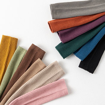 Children's Socks Spring and Autum Cotton Socks Girls Pure Color Mid-Calf Socks Korean Retro Boys Baby Long Stockings Autum