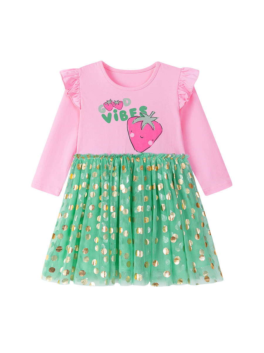 Kids' Dress Wholesale, Autumn Girls' Tulle Dress, Cartoon Cotton Kids' Dress