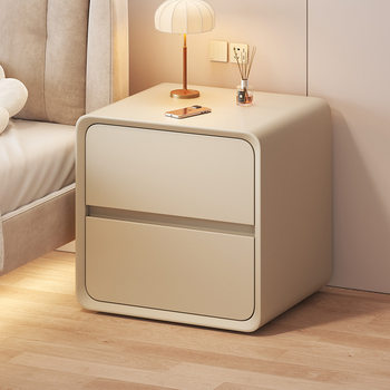 Bedside Table Solid Wood Home Bedroom Storage Cabinet Integrated Cream Style Light Luxury High-End Small Narrow Bedside Cabinet