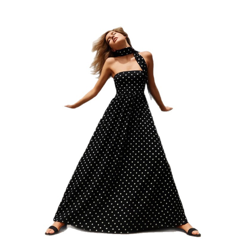 Summer Polka Dot Off Shoulder Dress Sexy Tie Detail Elegant Style Perfect for Parties and Casual Outings Wholesale