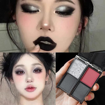 Cool Pink Eyeshadow Plate Double Color Matte Pearlescent Sweet Cool Punk Smoky Makeup Dark Lazy Eyeshadow European and American