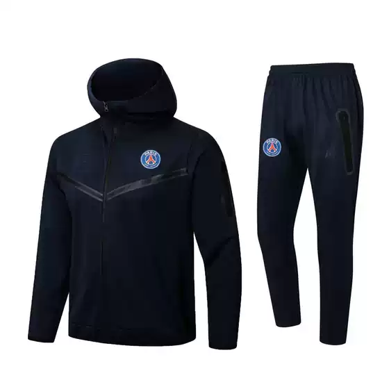 Autumn and winter warm fleece-lined Chelsea Atletico Madrid Inter Riyadh hooded jacket long pull coat football training suit