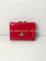 Crimson red patent leather embossed wallet with silver logo
