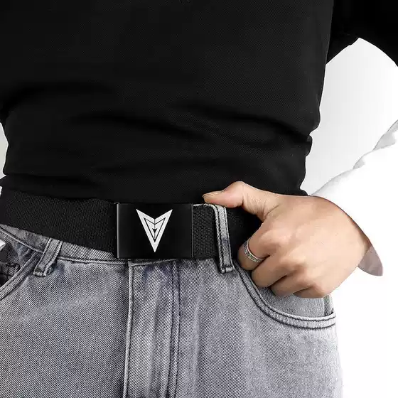 Men's canvas belt, automatic buckle belt, fashionable and casual, simple Korean style trendy jeans belt for young and middle-aged students