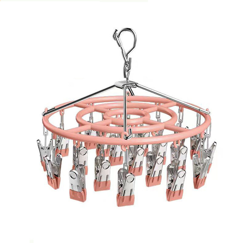 Household Stainless Steel Disc Non-slip Socks Hanger Socks Rack Underwear Baby Clothes Hanger Multi-clip Balcony Drying Rack