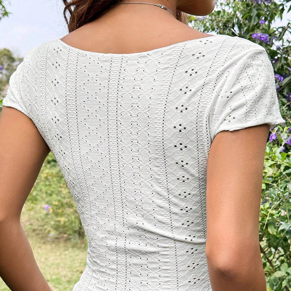 Elegant Womens T Shirt Slim Fit Short Length Versatile Design Spring Summer Fashion Wholesale Available