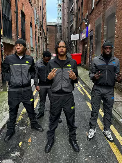 Syna tracksuit Street Hip Hop Embroidered Colorblock Collar Zipper Coat Jacket Sports suit Men