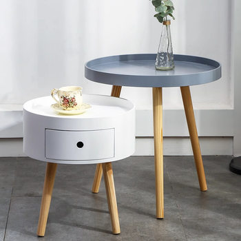 Small Solid Wood Bedside Table, Simple Modern Round Design, Creative and Unique, Replaces a Small Bedside Table, Ins-Style Storage