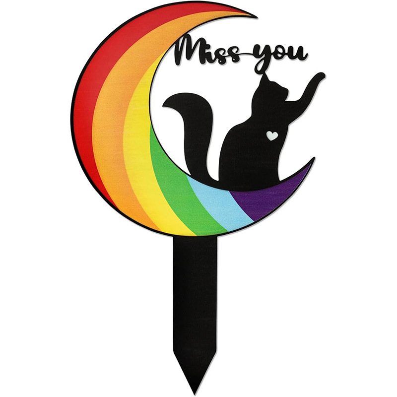 跨境2025新款猫狗墓碑庭院地插牌宠物纪念牌猫狗剪影画像地插花园 - A001款（20.5*26.5cm）