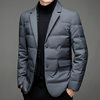 Take-off Scarf Collar Suit Collar Down Jacket Men's Warm Winter Slim-fit Casual Simple Solid Color Middle-aged and Young Korean Style