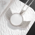 Wings photo frame necklace--silver