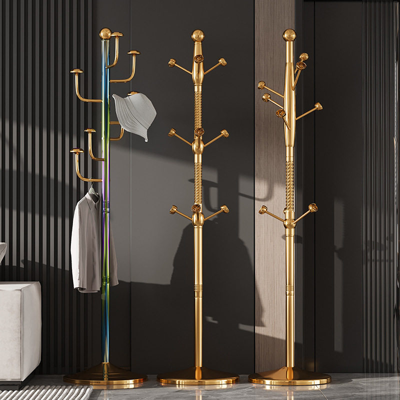 Single-Pole Stainless Steel Coat Rack, High-Grade Metal Wrought Iron Coat Rack for Hanging Clothes and Bags