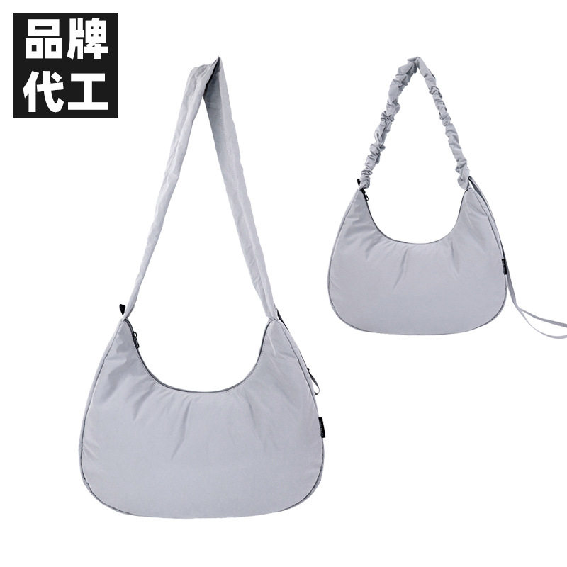 Customized Single-Shoulder Crossbody Bag for Women, Commonly Used Underarm Pleated Dumpling Cloud Croissant Hobo Bag, Korean Niche Style