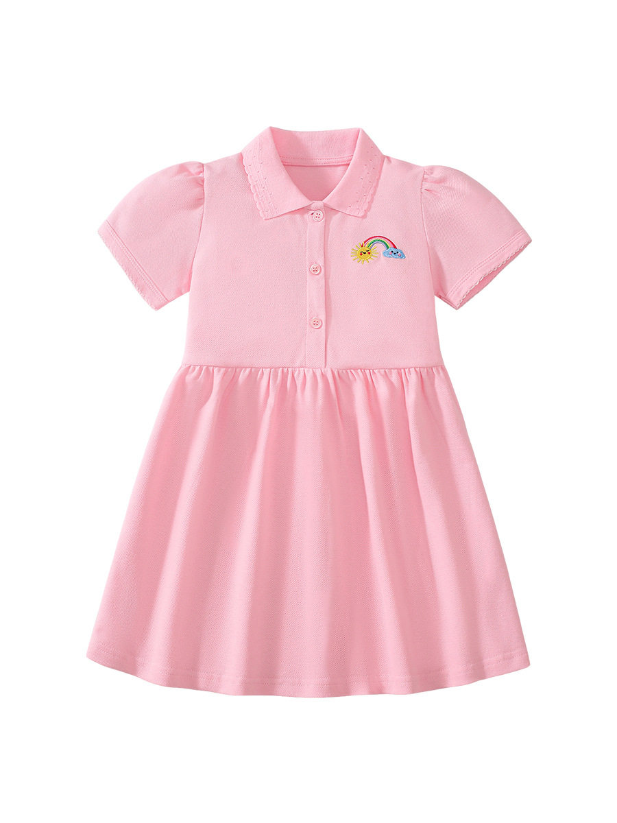 New Summer Kids' Dress, Girls' Short-sleeve Cotton Kids' Clothing, Polo Dress