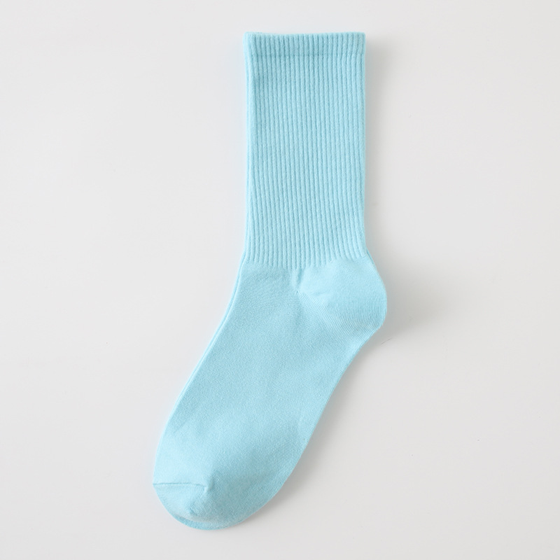 女士秋冬纯色袜糖果色中筒袜ins风彩色堆堆袜棉质街头运动袜