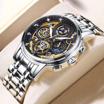 Foreign Trade Explosions Watch Men's Fine Steel Multifunctional Quartz Watch Dial Non-mechanical Watch Flower Men's Watch