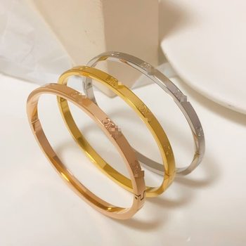 Arc De Triomphe K Gold Light Plate Titanium Steel Bracelet 2024 Trendy Fashion Simple Letters Versatile Stainless Steel Does Not Fade